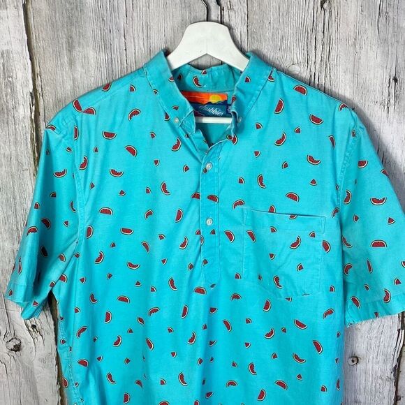 Chubbies Watermelon Print Button Front Stretch Pocket Shirt Size Large Summer - Picture 2 of 10